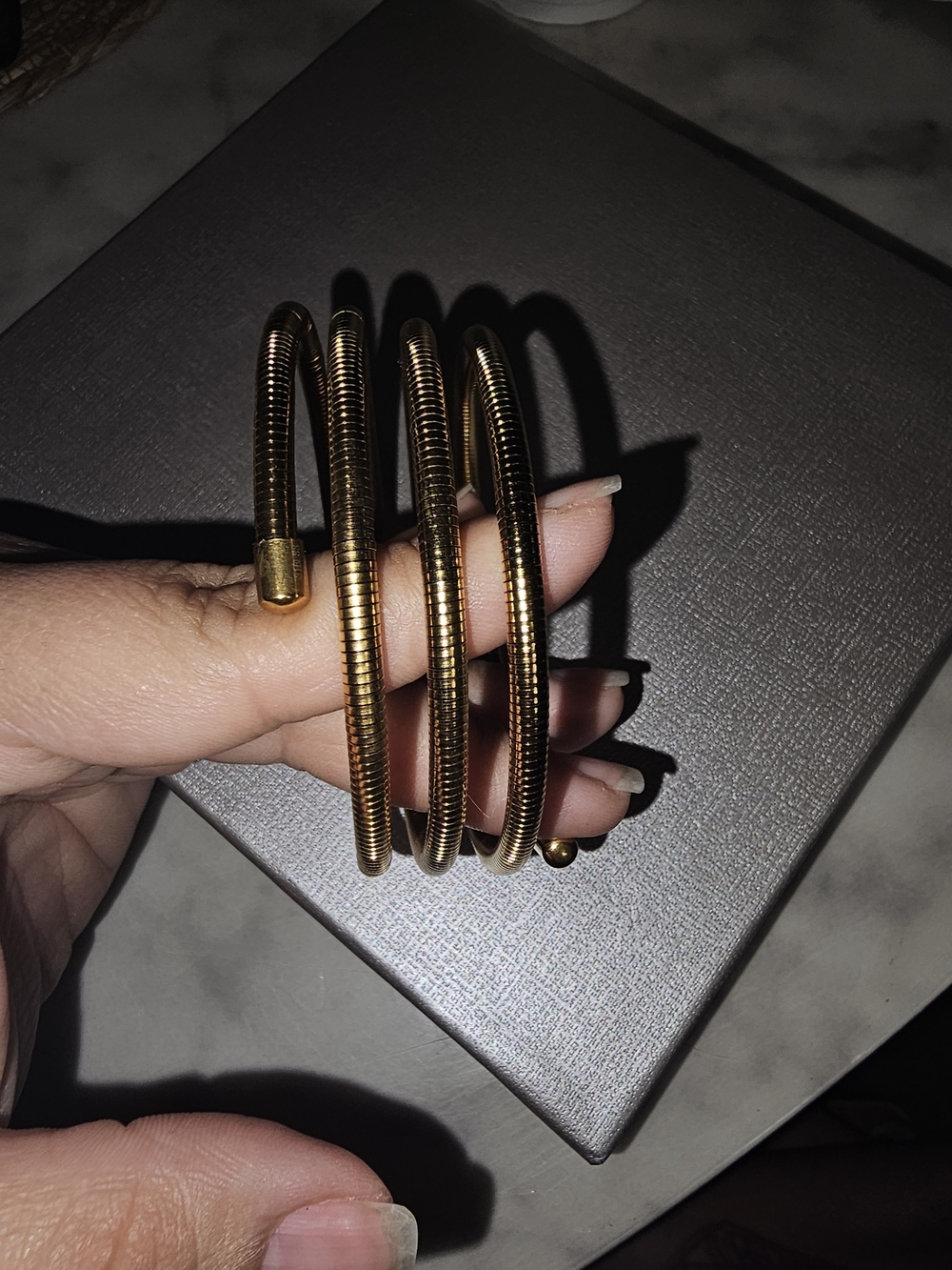 Gold Coil Wrap Bangle Bracelet